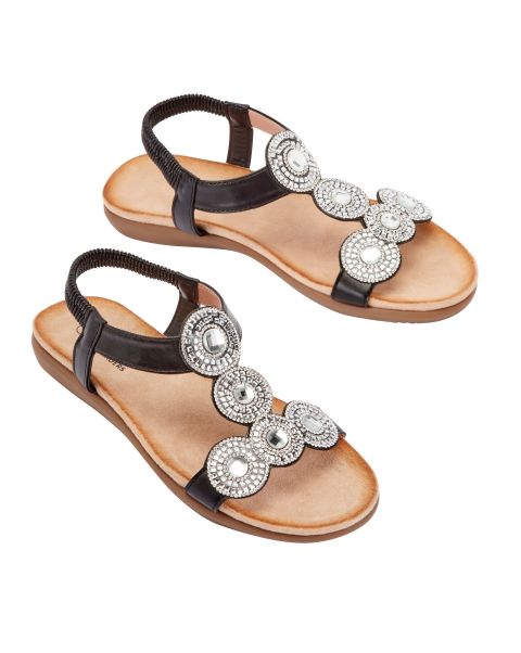 Cotton Traders Cushioned Jewelled Sandals Trusted Women Sandals Black