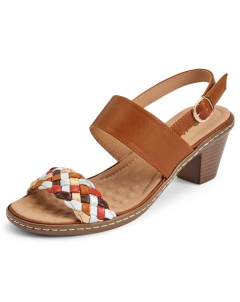 Sandals Brown Compact Cotton Traders Plaited Front Heeled Sandals Women