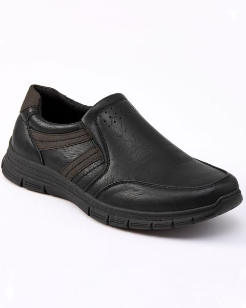 Expert Shoes Black Cotton Traders Comfort Slip-On Shoes Men