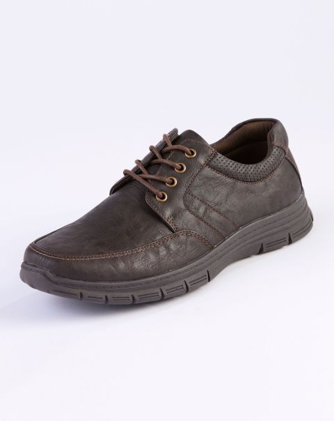 Men Cotton Traders Comfort Lace-Up Shoes Extend Brown Shoes