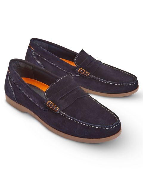 Shoes Cotton Traders Men Navy Suede Loafers Fresh