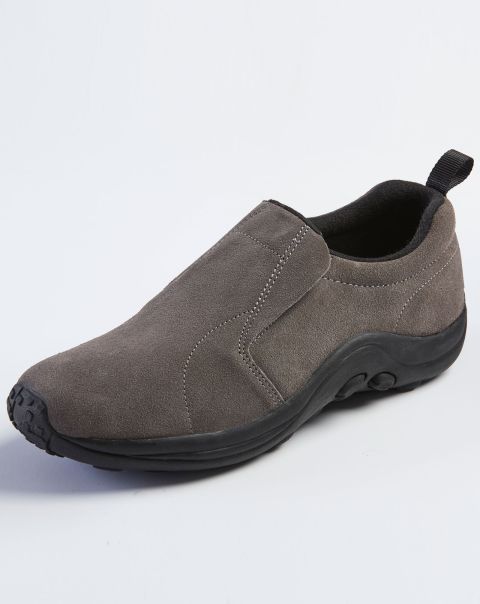 Cotton Traders Proven Men Shoes Women’s Comfort Fit Suede Slip-Ons Graphite