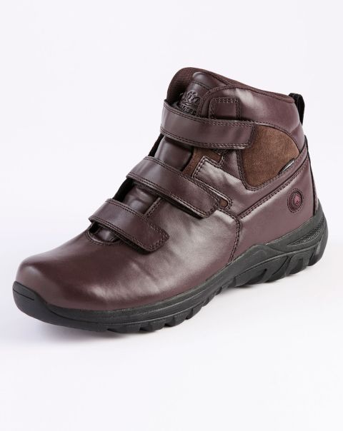 Men Brown Walking Shoes Resilient Cotton Traders Waterproof Adjustable Walking Boots