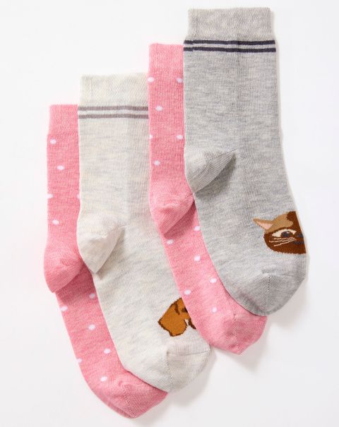 Ingenious Cotton Traders Women 4 Pack Comfort Top Animal Socks Multi Socks