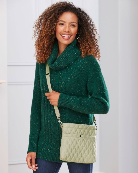 Bags & Purses Top-Notch Quilted Cross-Body Bag Women Cotton Traders Light Olive