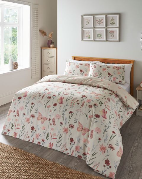 Cotton Traders Pink Home Butterfly Meadow Duvet Set Duvet Covers Elevate