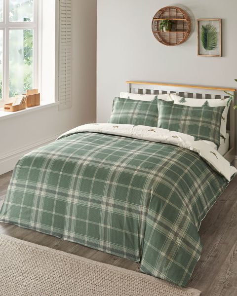 Professional Duvet Covers Cotton Traders Home Martindale Check Brushed Cotton Duvet Set Green
