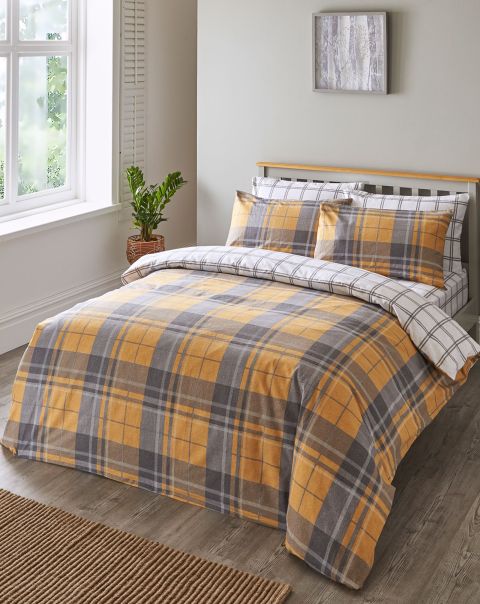 Perth Check Brushed Cotton Duvet Set Duvet Covers Home Cotton Traders Elevate Ochre