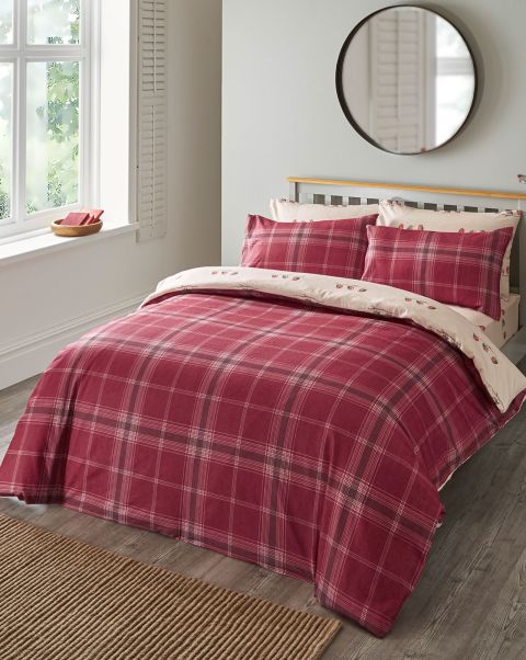 Red Cotton Traders Robin Check Brushed Cotton  Duvet Set Home Duvet Covers Luxury