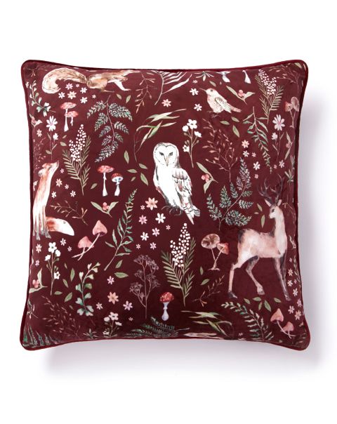 Cotton Traders Home Cushions Personalized Red Wildlife Velvet Cushion