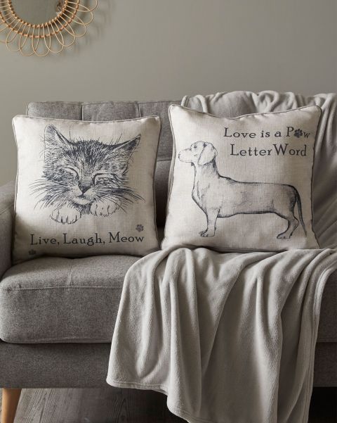 Cushions Sketched Sentiment Pet Cushion Chic Cotton Traders Dog Home