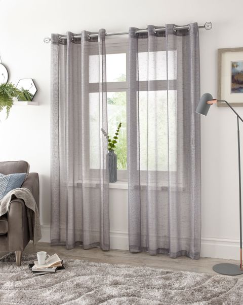 Giveaway Curtains Shimmer Eyelet Voile (Pair) Home Cotton Traders