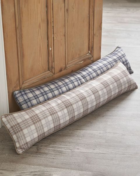 Charming Check Draught Excluder Cotton Traders Soft Furnishings Grey Home