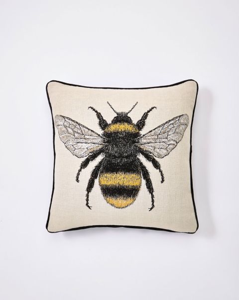 Soft Furnishings Bee Jacquard Cushion Cotton Traders Home Rugged Yellow