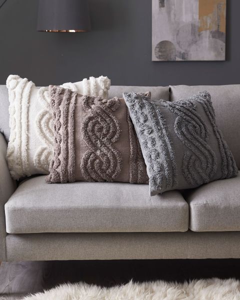 Grey Home Cotton Traders Textured Cushion Soft Furnishings Sale