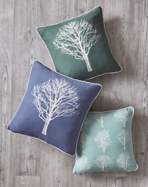 Soft Furnishings Home Navy Exceptional Woodland Cushion Cotton Traders