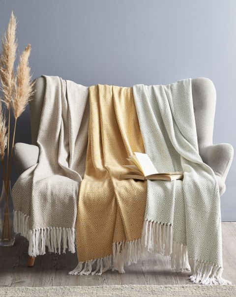 Naples Cotton Throw Small Now Home Cotton Traders Soft Furnishings Ochre