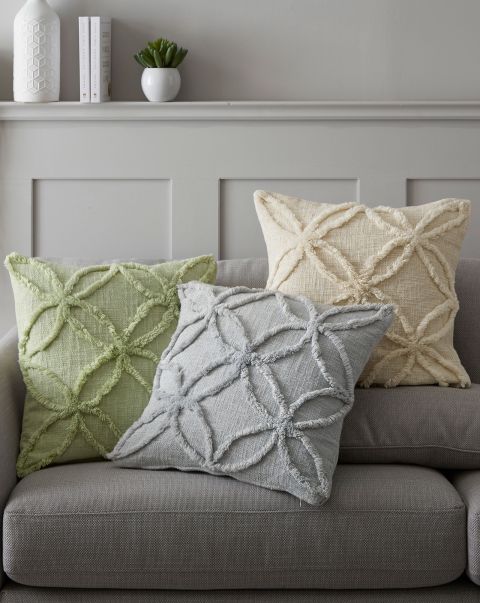 Tufted Cushion Home Green Soft Furnishings Cotton Traders Fresh