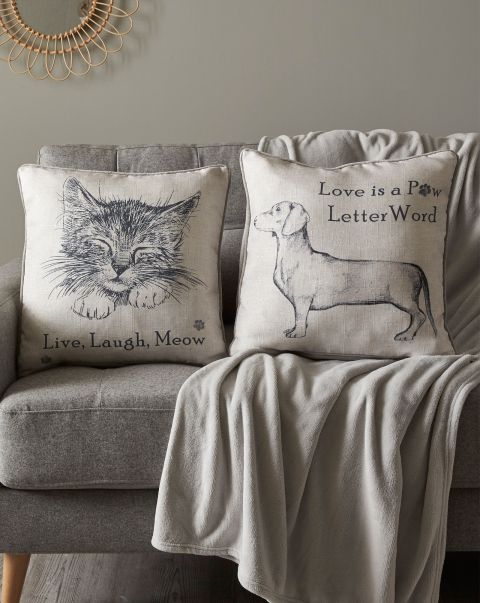 Dog Cotton Traders Soft Furnishings Sketched Sentiment Pet Cushion Inexpensive Home