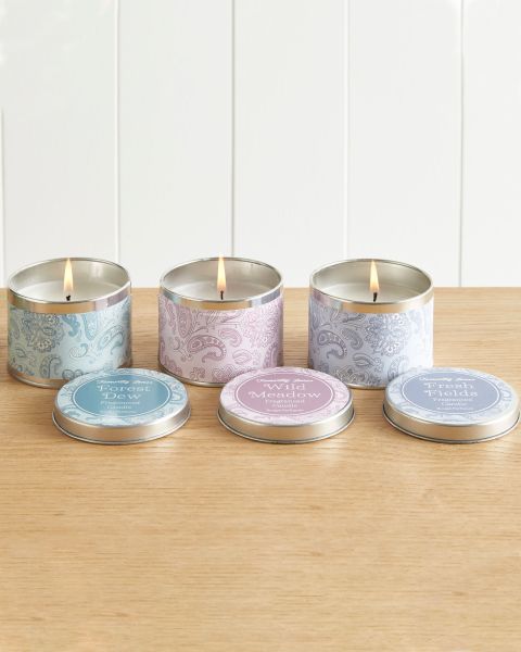 Multi Home 3 Pack Tin Candles Secure Home Décor Cotton Traders
