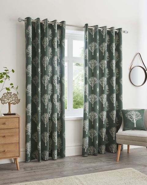 Cotton Traders Custom Home Curtains Navy Woodland Eyelet Curtains