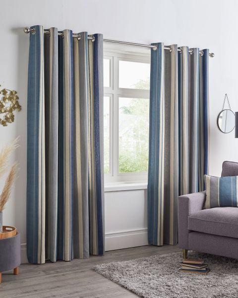 Curtains Home Outlet Striped Print Eyelet Curtains Cotton Traders