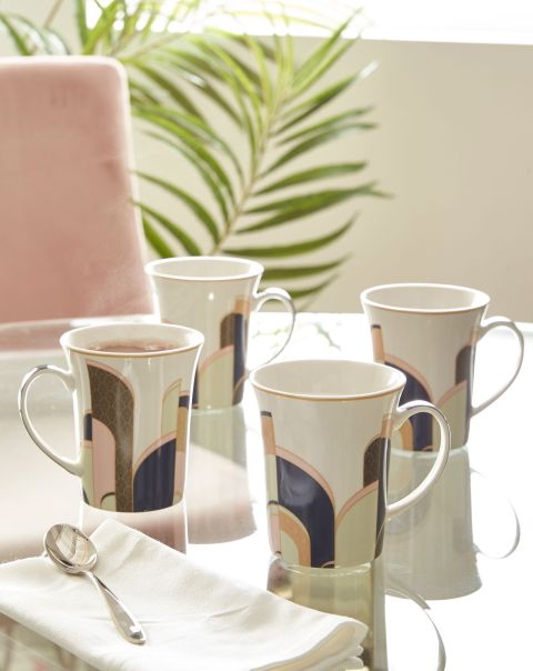 Cotton Traders Art Deco Set Of 4 Mugs Sale Home Multi Tableware