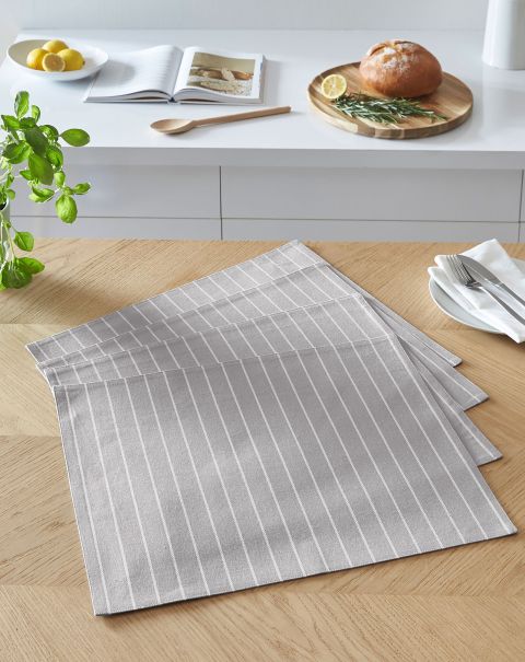 Cotton Traders Home Natural Popular Tableware 4 Pack Pinstripe Placemats
