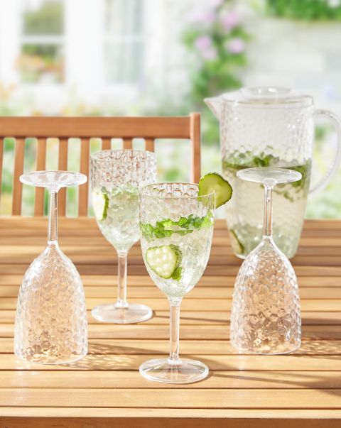 Home Accessories Cotton Traders Clear Unique 4 Pack Outdoor Dimpled Wine Glasses