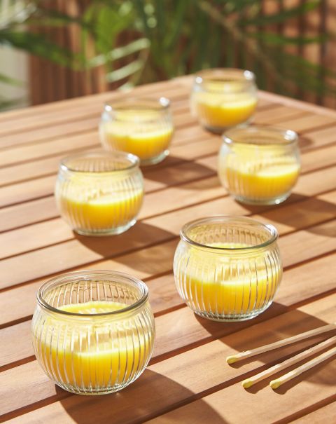 6 Pack Ribbed Glass Citronella Candles Cotton Traders Limited Home Multi Accessories