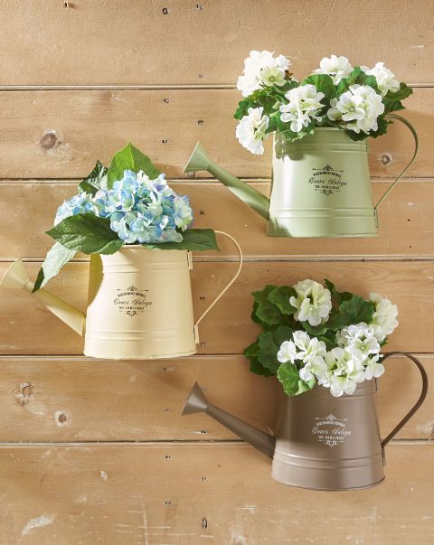 Vintage Half Wall Watering Can Planter Accessories Cream Home Precision Cotton Traders