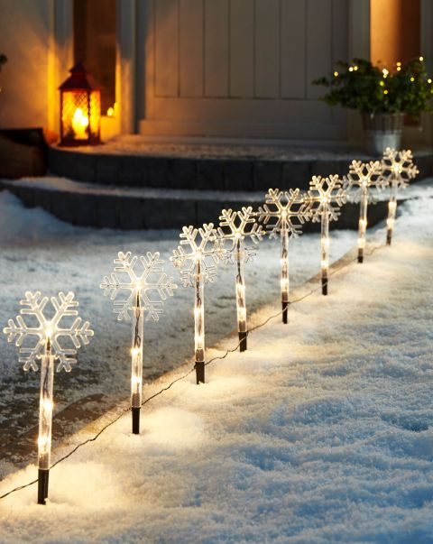 Cotton Traders Efficient Clear Home Outdoor Lighting 8 Snowflake Stake Lights