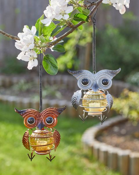 Outdoor Lighting Cotton Traders 2 Pack Owl Hanging Solar Ornaments Ergonomic Home Multi